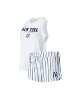 Women's Concepts Sport White New York Yankees Reel Pinstripe Tank Top and Shorts Sleep Set