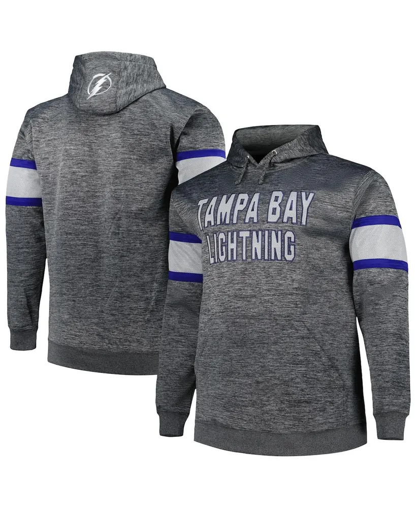 Men's Heather Charcoal Tampa Bay Lightning Big and Tall Stripe Pullover Hoodie