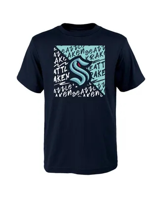 Big Boys and Girls Deep Sea Blue Seattle Kraken Divide T-shirt