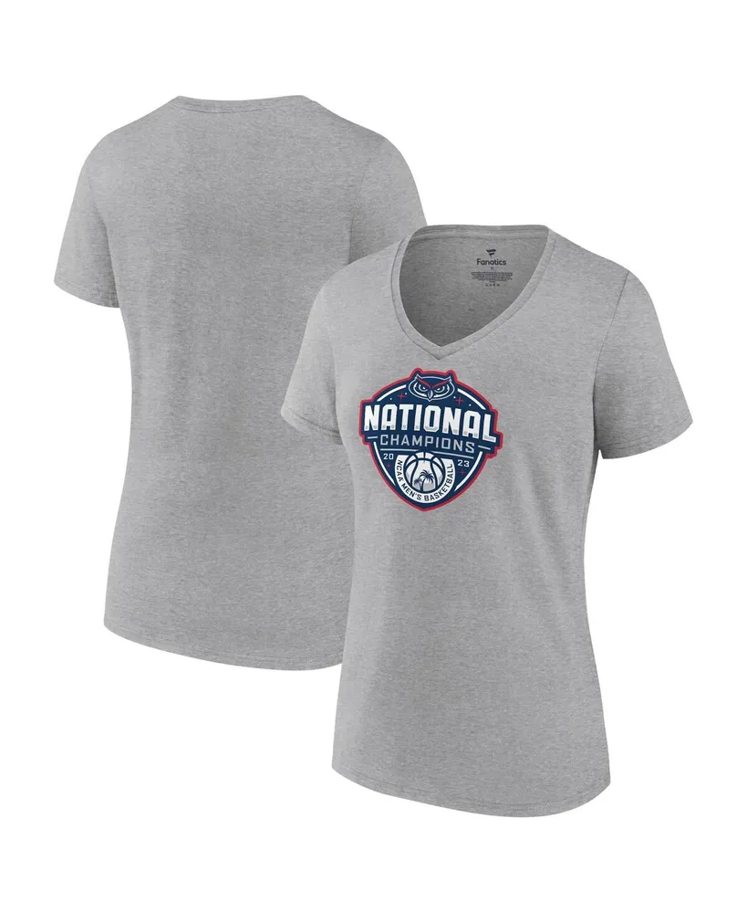 Women's Fanatics Gray UConn Huskies 2023 Ncaa Men's Basketball National Champions Logo V-Neck T-shirt