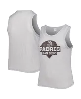 Women's Soft As A Grape Gray San Diego Padres Plus High Neck Tri-Blend Tank Top