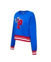 Women's Pro Standard Royal Philadelphia 76ers Mash Up Pullover Sweatshirt