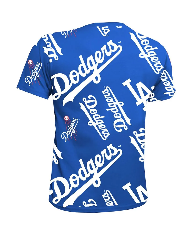 Big Boys and Girls Stitches Royal Los Angeles Dodgers Allover Team T-shirt