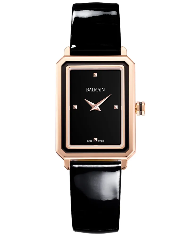 Balmain Women's Swiss Eirini Black Leather Strap Watch 25x33mm