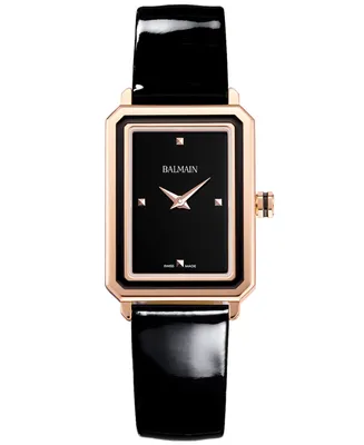 Balmain Women's Swiss Eirini Black Leather Strap Watch 25x33mm