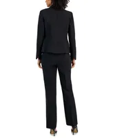 Le Suit Women's Notch-Collar Mid-Rise Straight-Leg Pantsuit