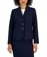 Le Suit Women's Notch-Collar Three-Button Skirt