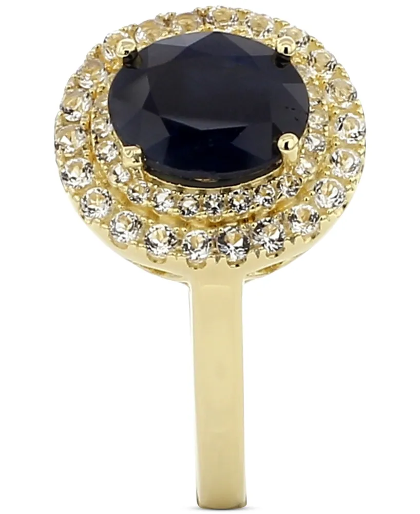 Sapphire (2 ct. t.w.) & White Topaz (1/2 Halo Ring Gold-Plated Sterling Silver (Also Ruby Emerald)