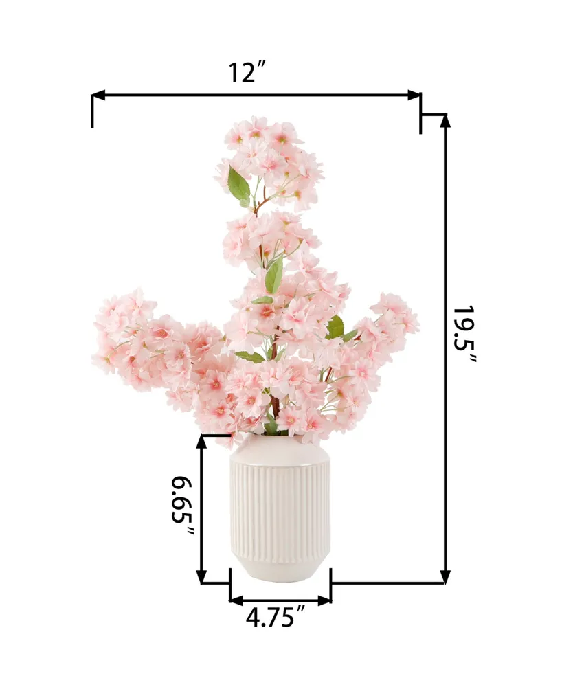Flora Bunda 19.5" H Cherry Blossom in 6.65" H Ceramic Vase