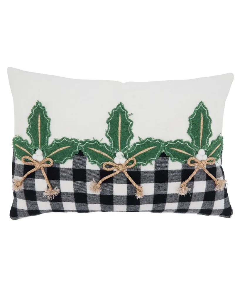 Saro Lifestyle Holly Buffalo Plaid Decorative Pillow, 12" x 18"