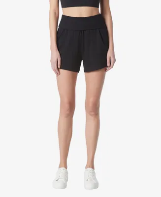 Andrew Marc Sport Women's Fold Over Waistband Lounge Relaxed Fit Shorts