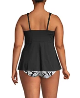 Lands' End Plus Adjustable Scoop Neck Flutter Tankini Top