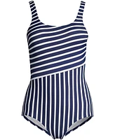 Lands' End Women's Long Chlorine Resistant Soft Cup Tugless Sporty One Piece Swimsuit