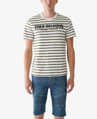 True Religion Men's Short Sleeve Arch Logo Stripe T-shirt