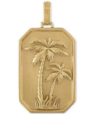 Esquire Men's Jewelry Palm Tree Dog Tag Pendant in 14k Gold-Plated Sterling Silver, Created for Macy's