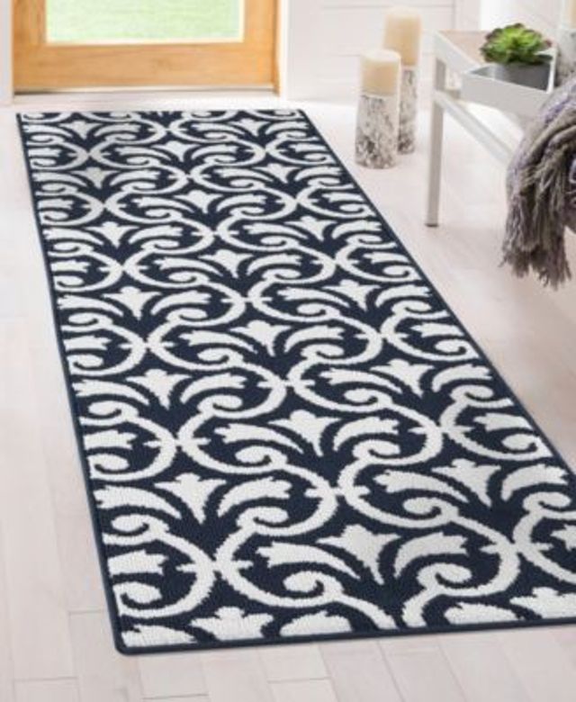 Jean Pierre Karb Floral Scroll Tufted Machine Washable Runner Rugs Collection