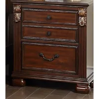 Simplie Fun Bedroom Furniture Traditional Look Unique Wooden Nightstand Drawers Bedside Table Cherry