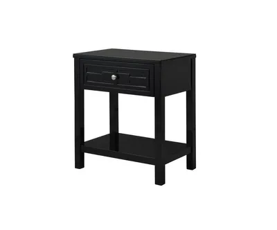 Simplie Fun Dylan Wooden End Side Table Nightstand With Glass Top And Drawer