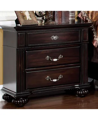 Simplie Fun 1 Piece Nightstand Only Traditional Dark Walnut Solid Wood 3-Drawers Ball Bearing Metal Glides