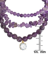 3-Pc. Set Amethyst, Purple Quartz & Cubic Zirconia Stretch Bracelets