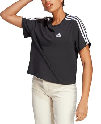 adidas Women's Essentials 3-Stripes Single Jersey Cotton Crop Top