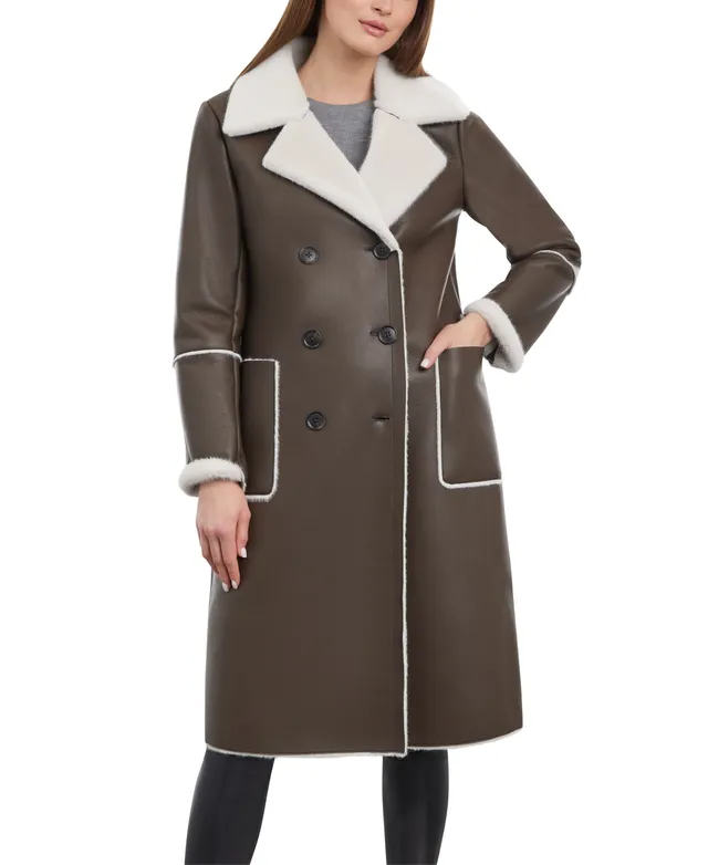 BCBGeneration Women's Notch-Collar Teddy Coat - Macy's