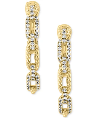 Effy Diamond Rope Chain Link Hoop Earrings (3/8 ct. t.w.) in 14k Gold