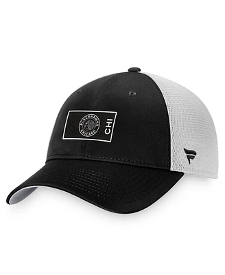 Men's Fanatics Black, White Chicago Blackhawks Authentic Pro Trucker Snapback Hat