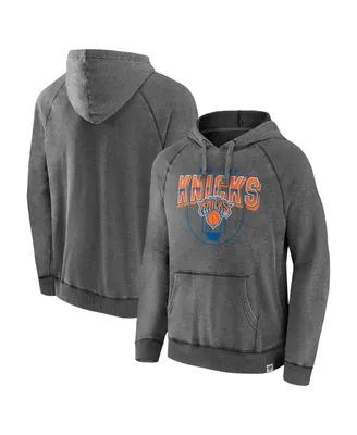 Men's Fanatics Gray New York Knicks Acquisition True Classics Vintage-Like Snow Wash Pullover Hoodie