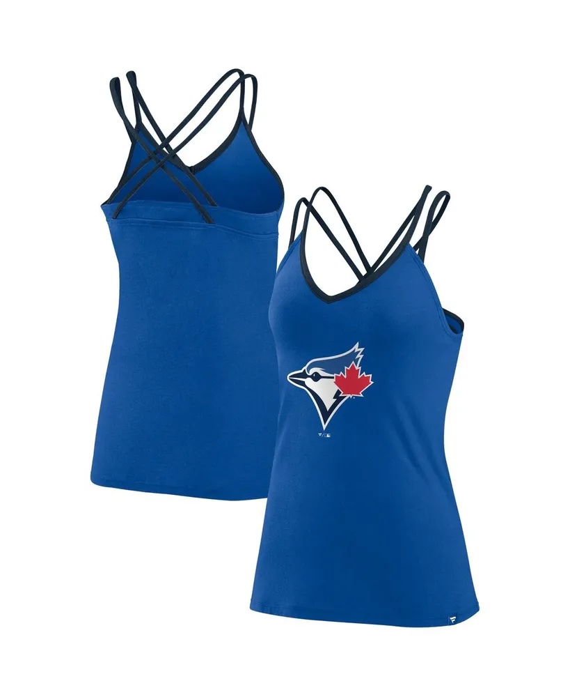 Women's Fanatics Royal Toronto Blue Jays Barrel It Up Cross Back V-Neck Tank Top