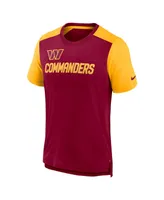 Men's Nike Heathered Burgundy, Gold Washington Commanders Color Block Team Name T-shirt