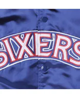 Big Boys and Girls Mitchell & Ness Royal Philadelphia 76ers Hardwood Classics Satin Raglan Full-Snap Jacket