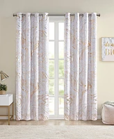 Intelligent Design Rebecca Grommet Top Printed Marble Metallic Total Blackout 1-Piece Curtain Panel, 50" x 63"