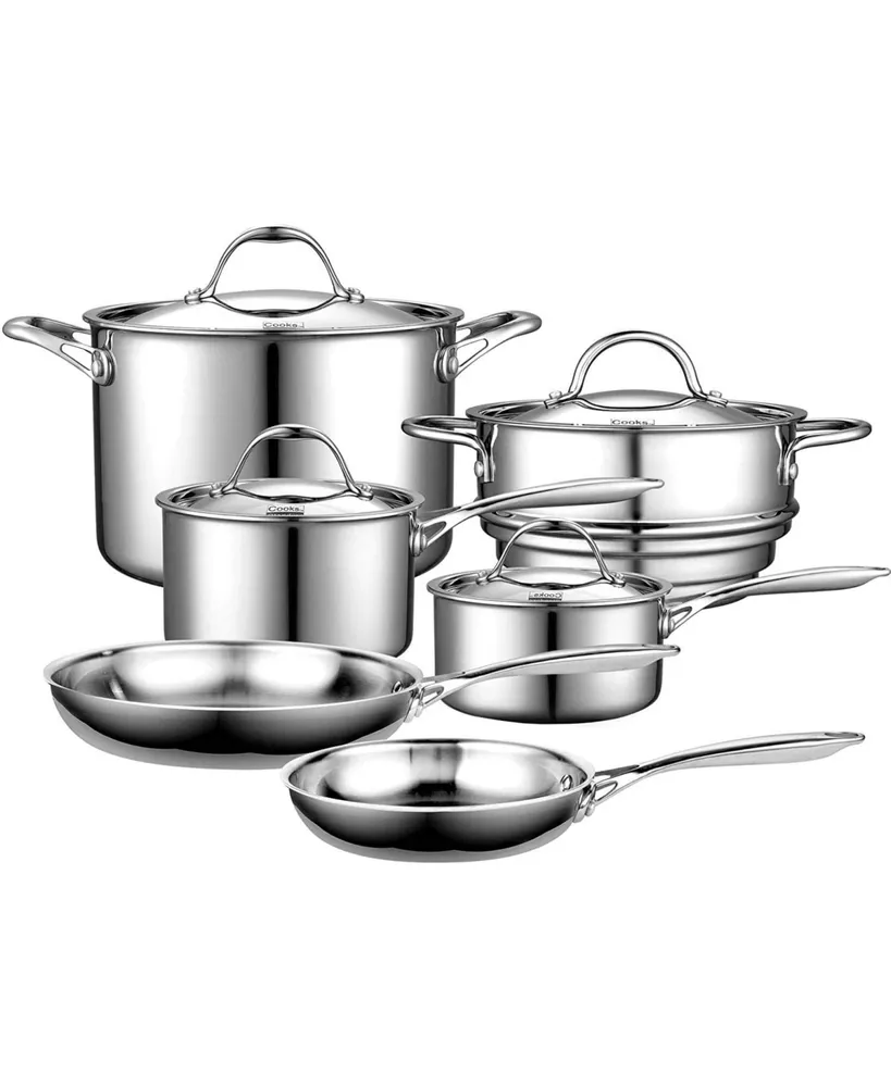 Cooks Standard Stainless Steel Kitchen Cookware Sets 10-Piece, Multi-Ply Full Clad Pots and Pans Cooking Set with Stay