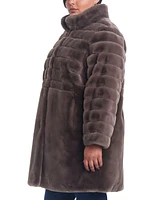 Jones New York Women's Plus Size Faux-Fur Coat