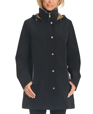 Jones New York Women's Two-Tone Hooded Raincoat