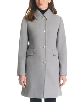 Kate Spade New York Women's Single-Breasted Imitation Pearl-Button Wool Blend Coat
