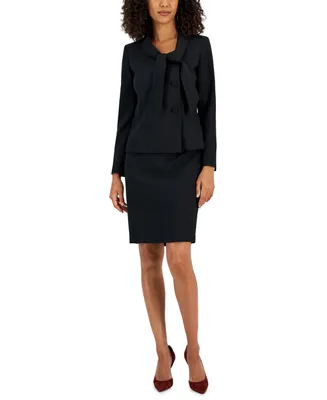 Le Suit Women's Crepe Three-Button Tie-Collar Jacket & Slim Pencil Skirt