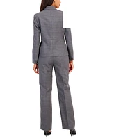 Le Suit Windowpane Double-Button Jacket & Straight-Leg 2-Pc. Pantsuit