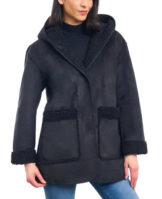 Lucky Brand Women's Hooded Faux-Shearling Coat