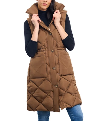 Lucky Brand Women's Long Quilted Anorak Puffer Vest