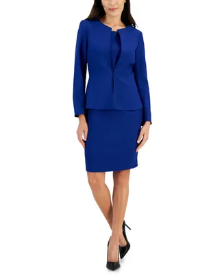 Le Suit Peplum Crepe Sheath Dress Suit, Regular and Petite Sizes