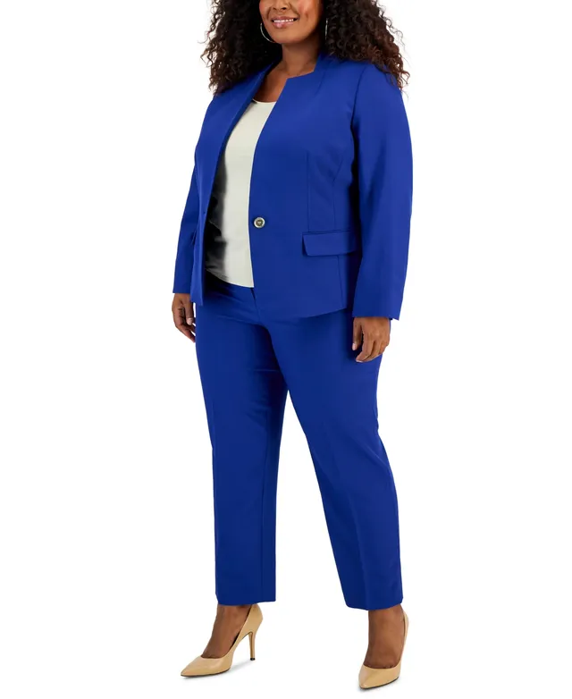 Le Suit Plus Crepe Single Button Jacket & Elastic-Back Pants