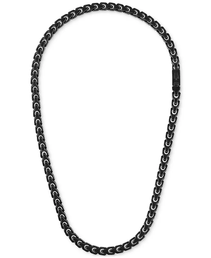Bulova Men's Link Chain 24" Necklace in Black-Plated Stainless Steel