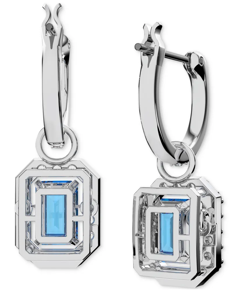 Swarovski Rhodium-Plated Crystal Octagon Charm Drop Earrings