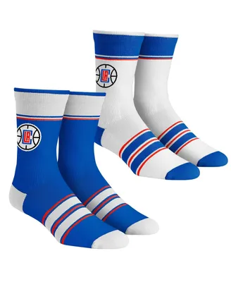 Men's and Women's Rock 'Em Socks La Clippers Multi-Stripe 2-Pack Team Crew Sock Set