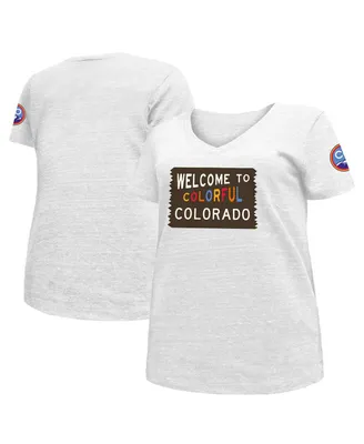 Women's New Era White Colorado Rockies City Connect Plus V-Neck T-shirt
