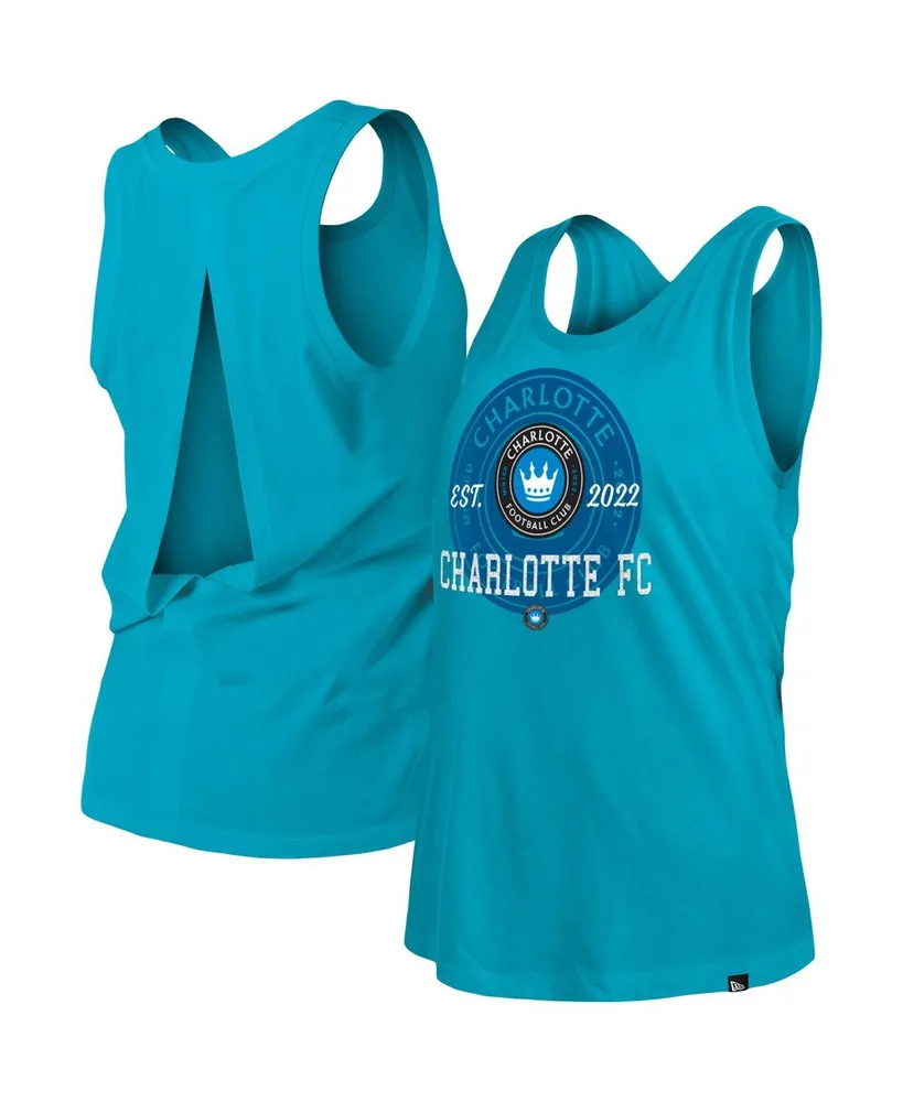 Women's New Era Blue Charlotte Fc Athletic Split Back Tank Top