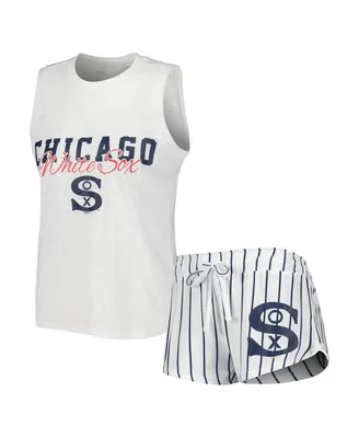 Women's Concepts Sport White Chicago Sox Reel Pinstripe Tank Top and Shorts Sleep Set