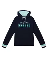 Men's Mitchell & Ness Deep Sea Blue Seattle Kraken Legendary Slub Hoodie Long Sleeve T-shirt